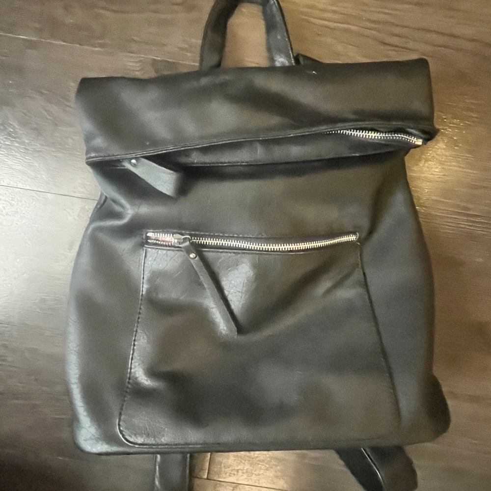 black vegan leather backpack - like new
